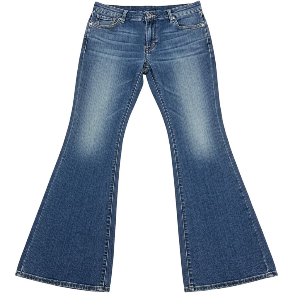 Mossimo Denim Womens Flare Jeans Medium Wash Size 17 Stretch Blue Retro Boho